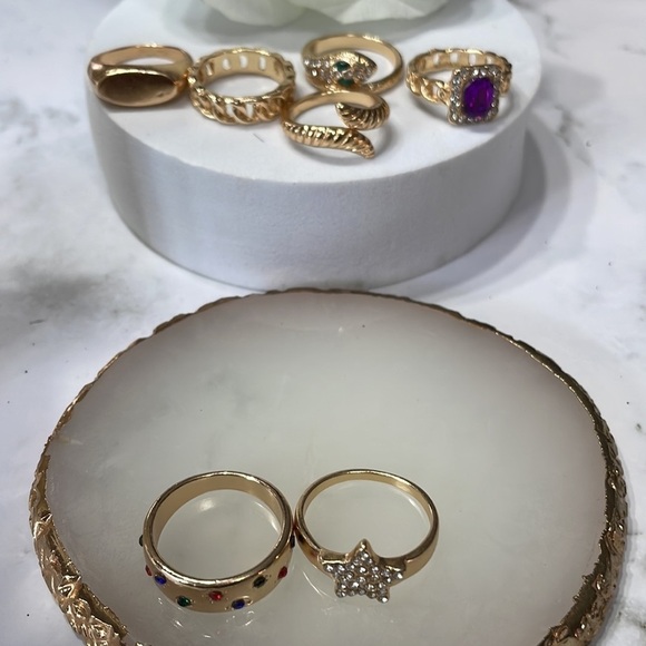 Assorted Jeweled Fashion Stackable Gold Rings - Picture 8 of 8